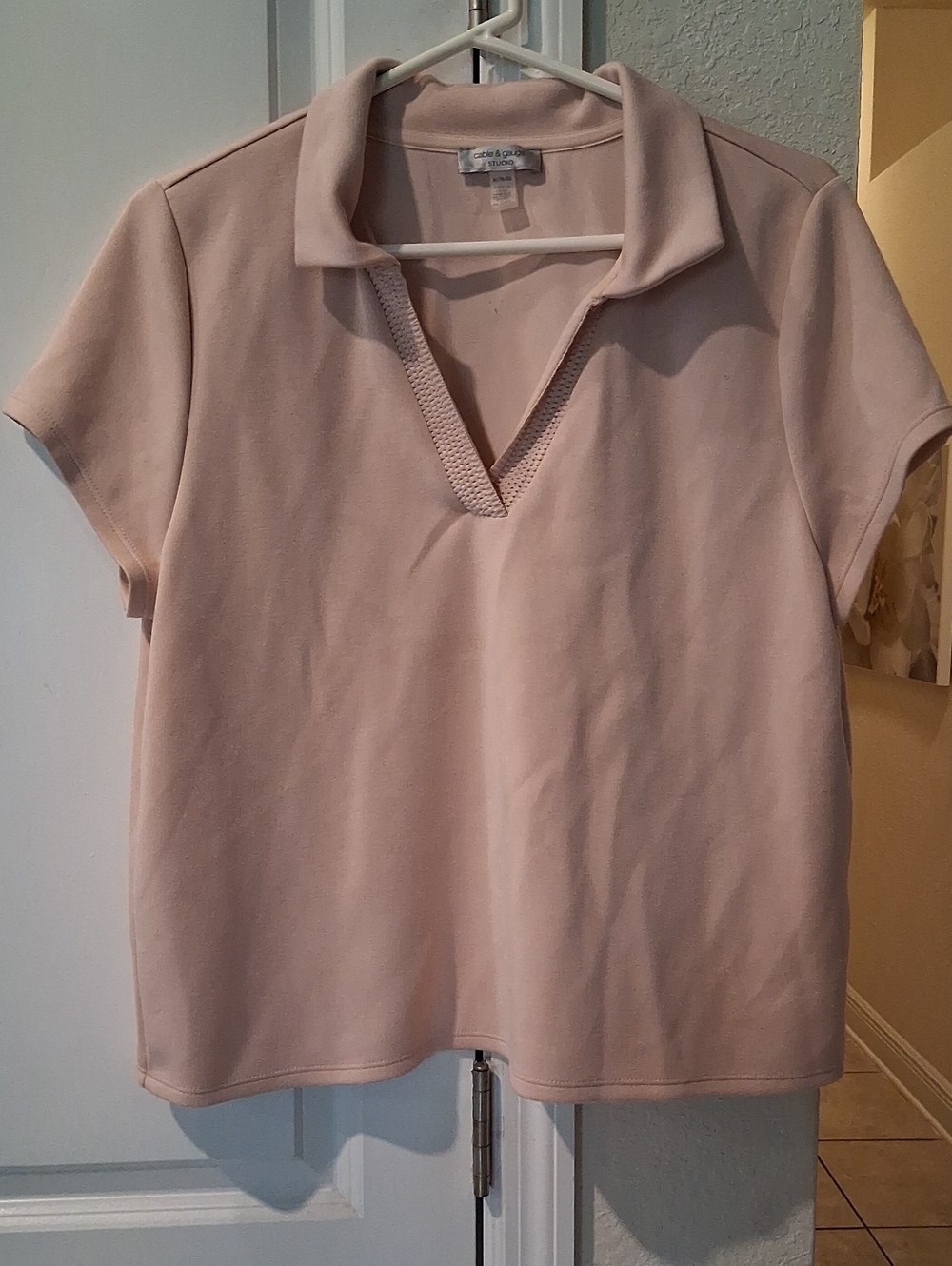 Cable & Gauge Pale Pink Short Sleeve Polo Top